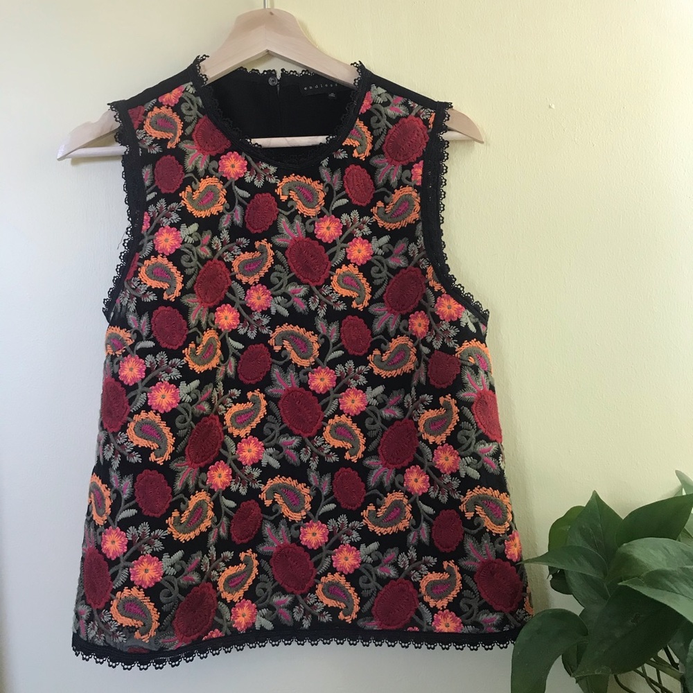SOLD Floral Embroidered Tank Top